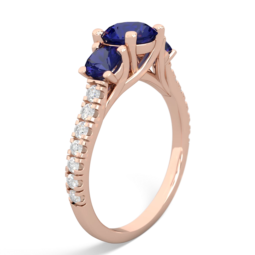 Blue Topaz Pave Trellis 14K Rose Gold ring R5500