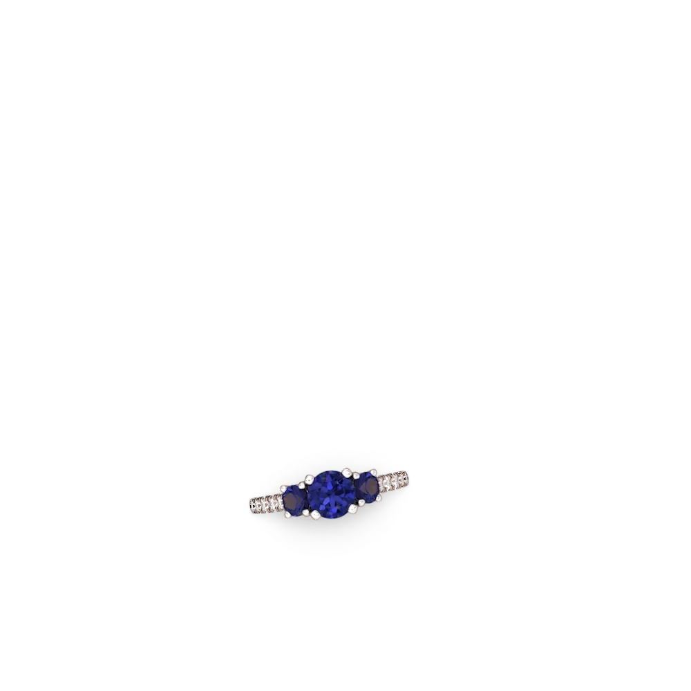 Blue Topaz Pave Trellis 14K White Gold ring R5500