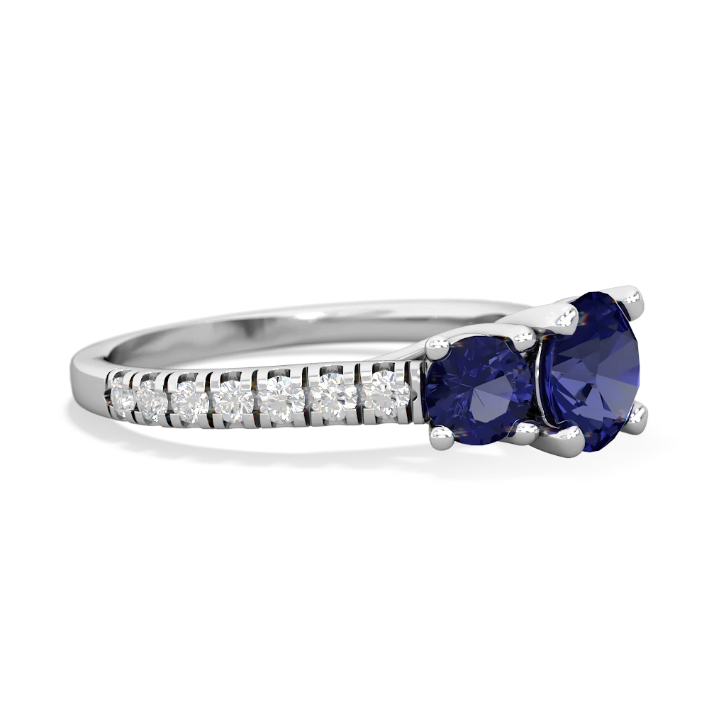 Lab Sapphire Pave Trellis 14K White Gold ring R5500