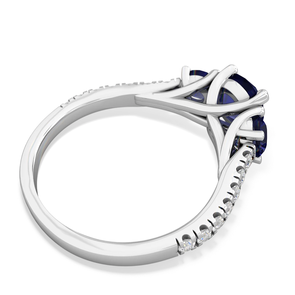 Lab Sapphire Pave Trellis 14K White Gold ring R5500