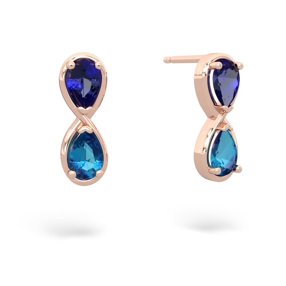 Lab Sapphire Infinity 14K Rose Gold earrings E5050