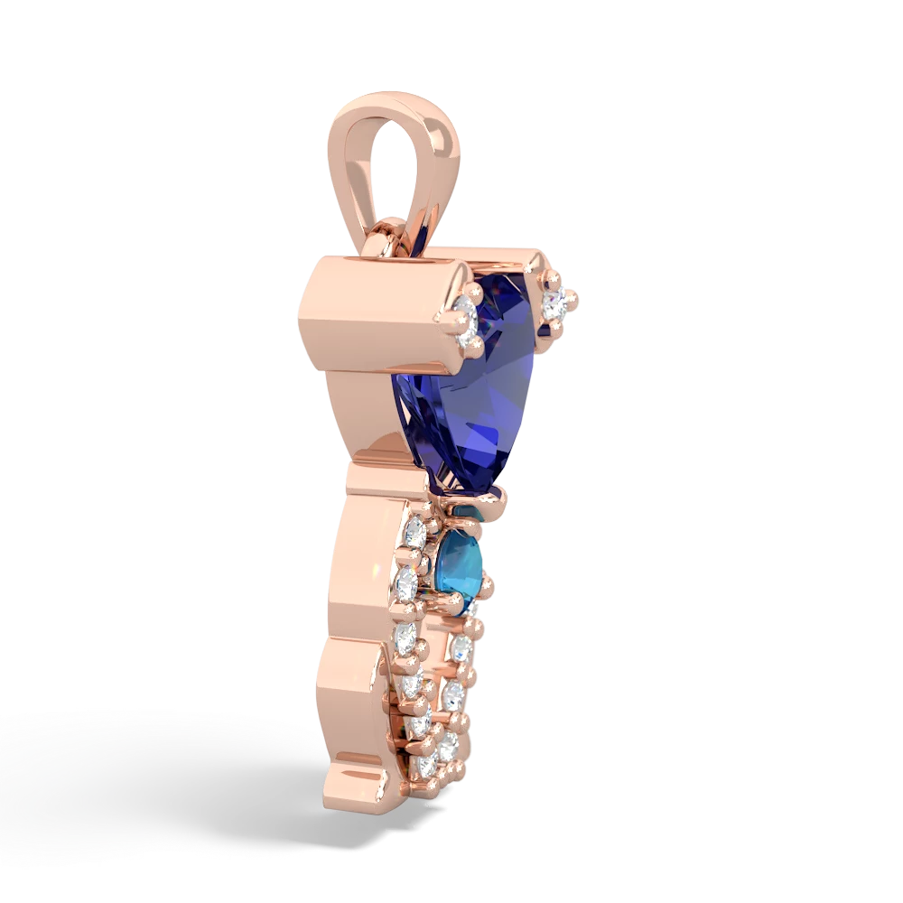 Lab Sapphire Puppy Love 14K Rose Gold pendant P5800