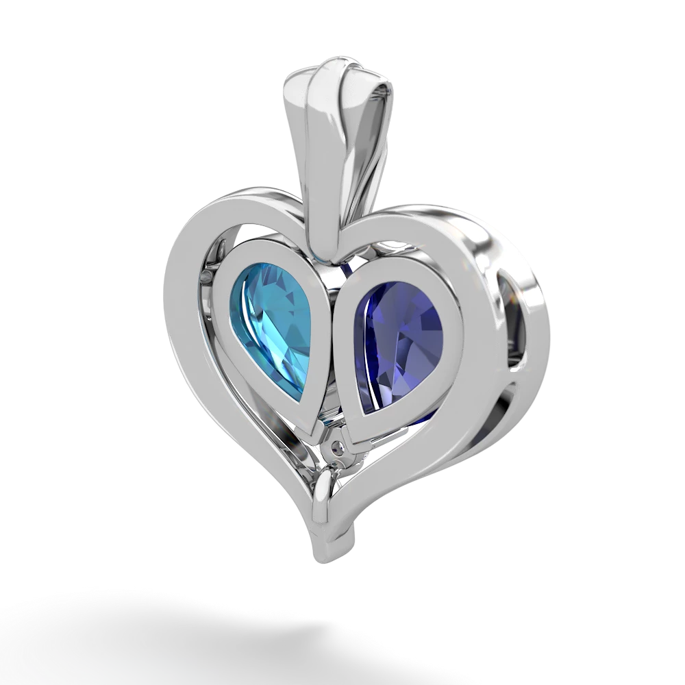 Lab Sapphire Two Become One 14K White Gold pendant P5330