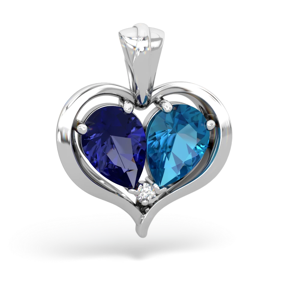 Lab Sapphire Two Become One 14K White Gold pendant P5330