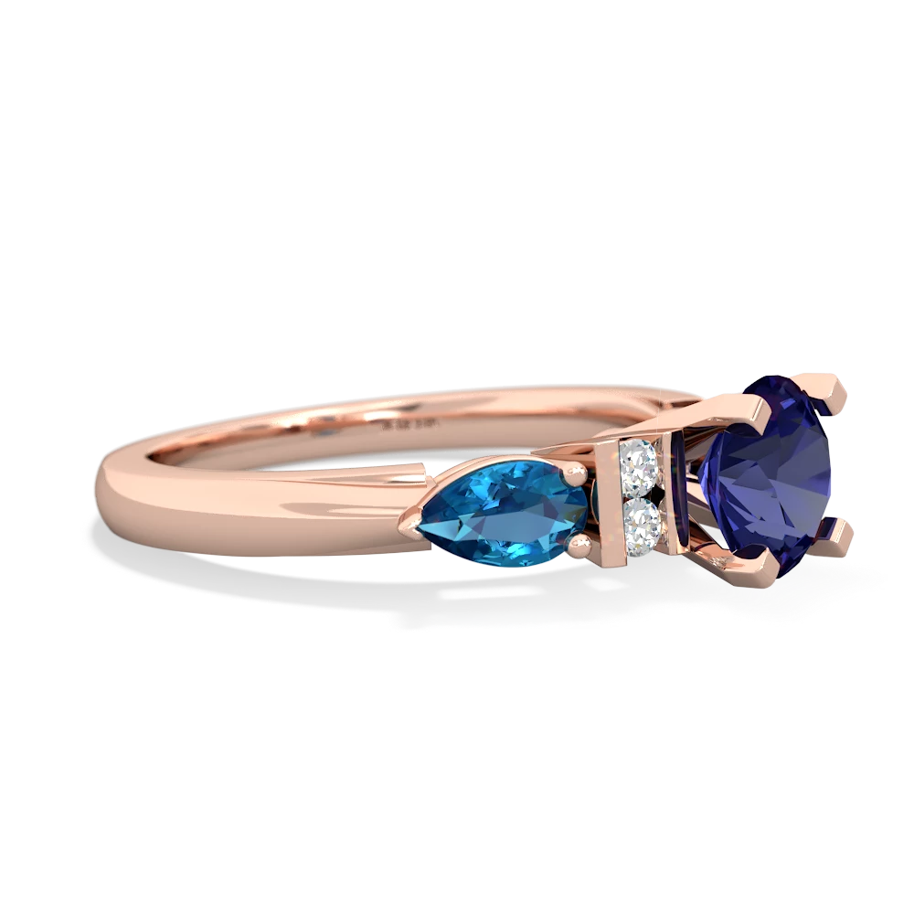 Lab Sapphire 6Mm Round Eternal Embrace Engagement 14K Rose Gold ring R2005