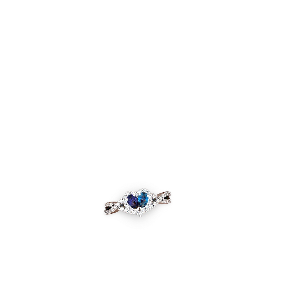 Lab Sapphire Diamond Twist 'One Heart' 14K White Gold ring R2640HRT