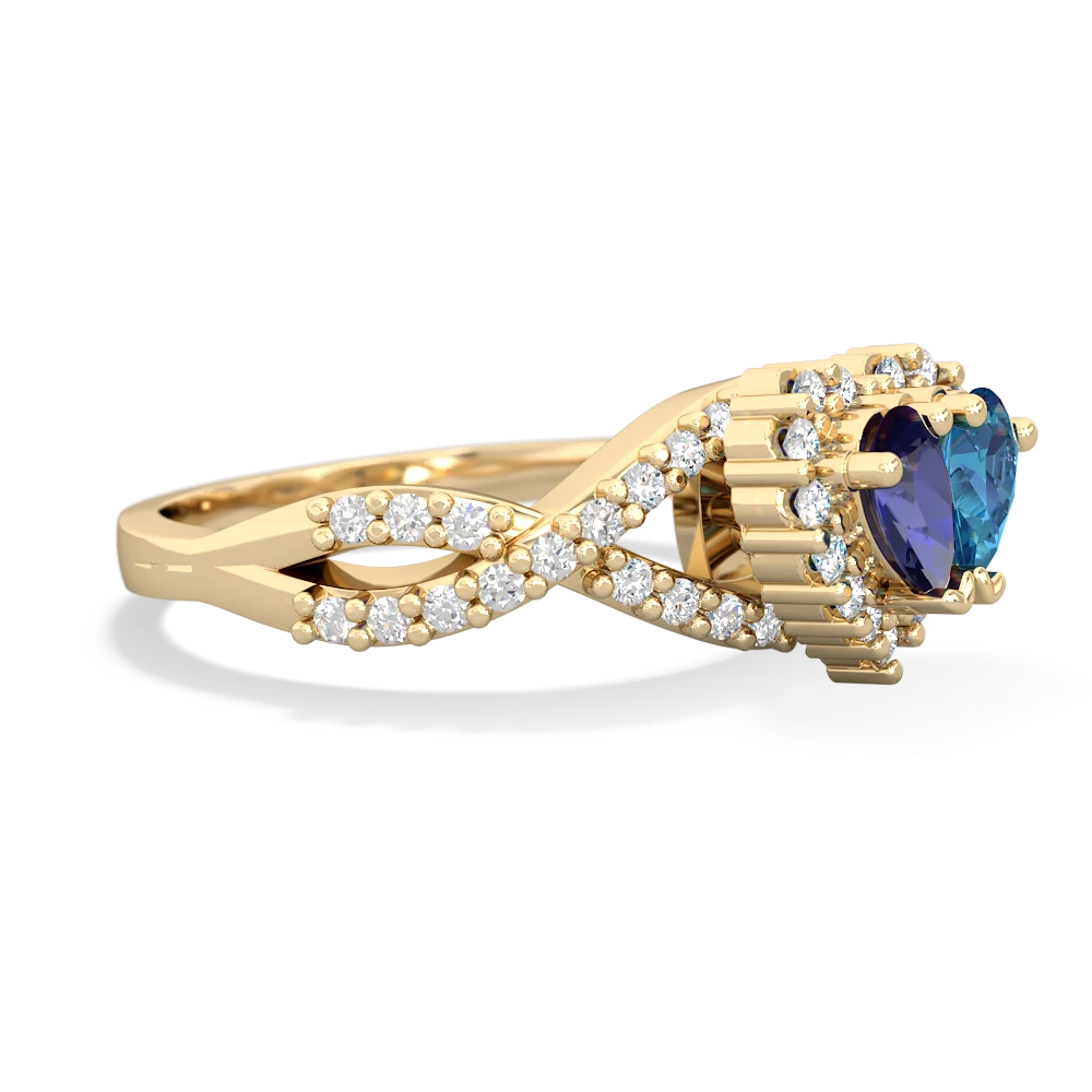 Lab Sapphire Diamond Twist 'One Heart' 14K Yellow Gold ring R2640HRT