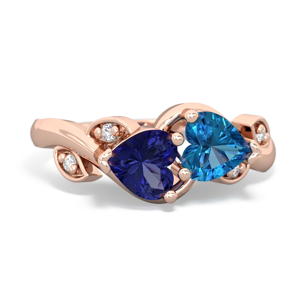 Lab Sapphire Floral Elegance 14K Rose Gold ring R5790