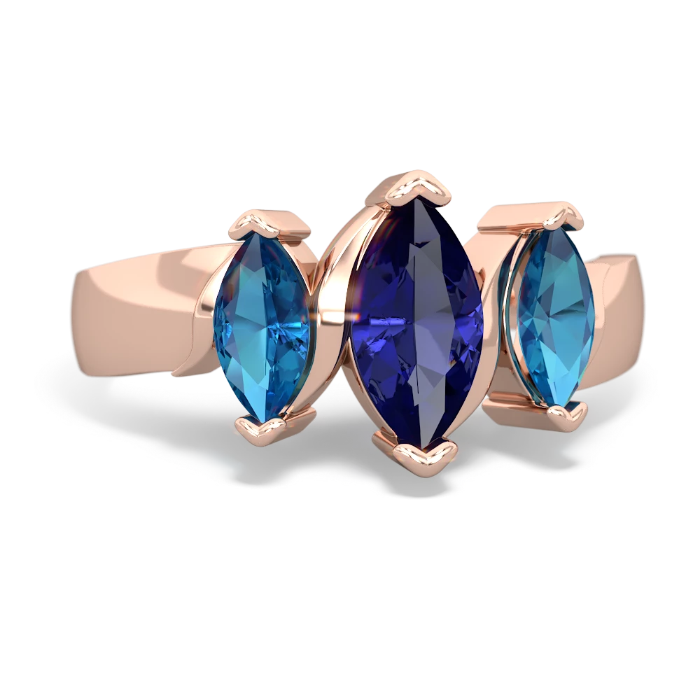 Lab Sapphire Three Peeks 14K Rose Gold ring R2433