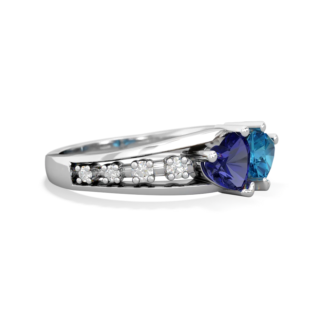 Lab Sapphire Heart To Heart 14K White Gold ring R3342