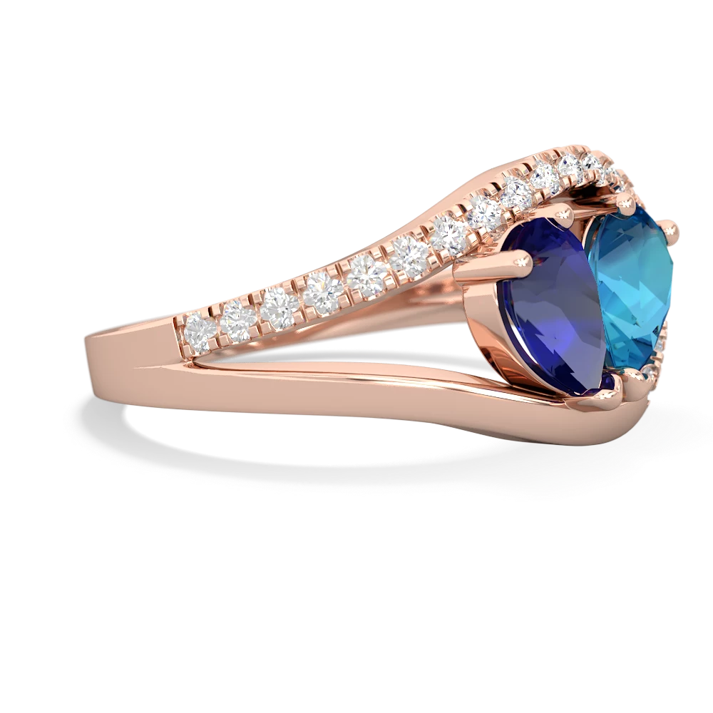 Lab Sapphire Nestled Heart Keepsake 14K Rose Gold ring R5650