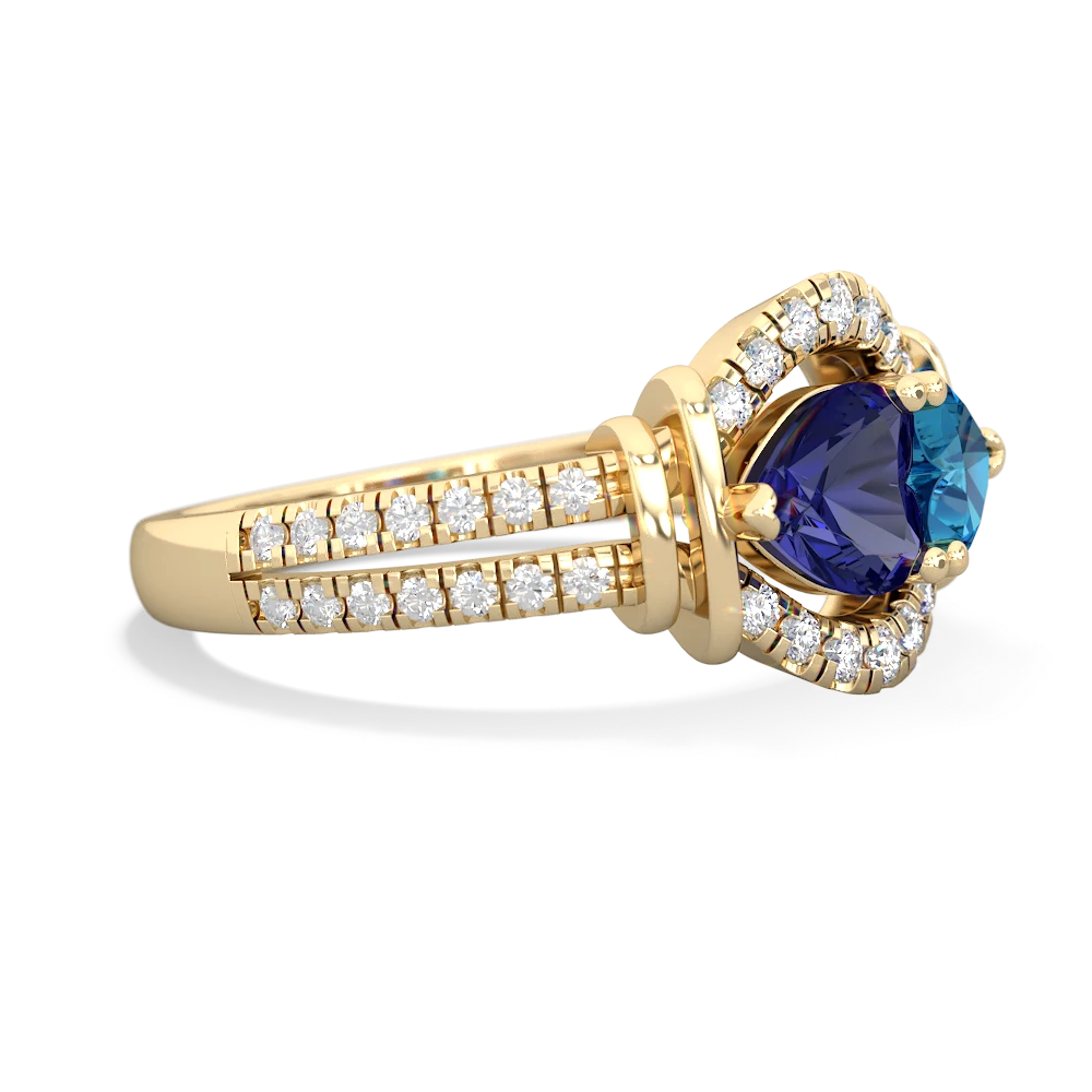 Lab Sapphire Art-Deco Keepsake 14K Yellow Gold ring R5630