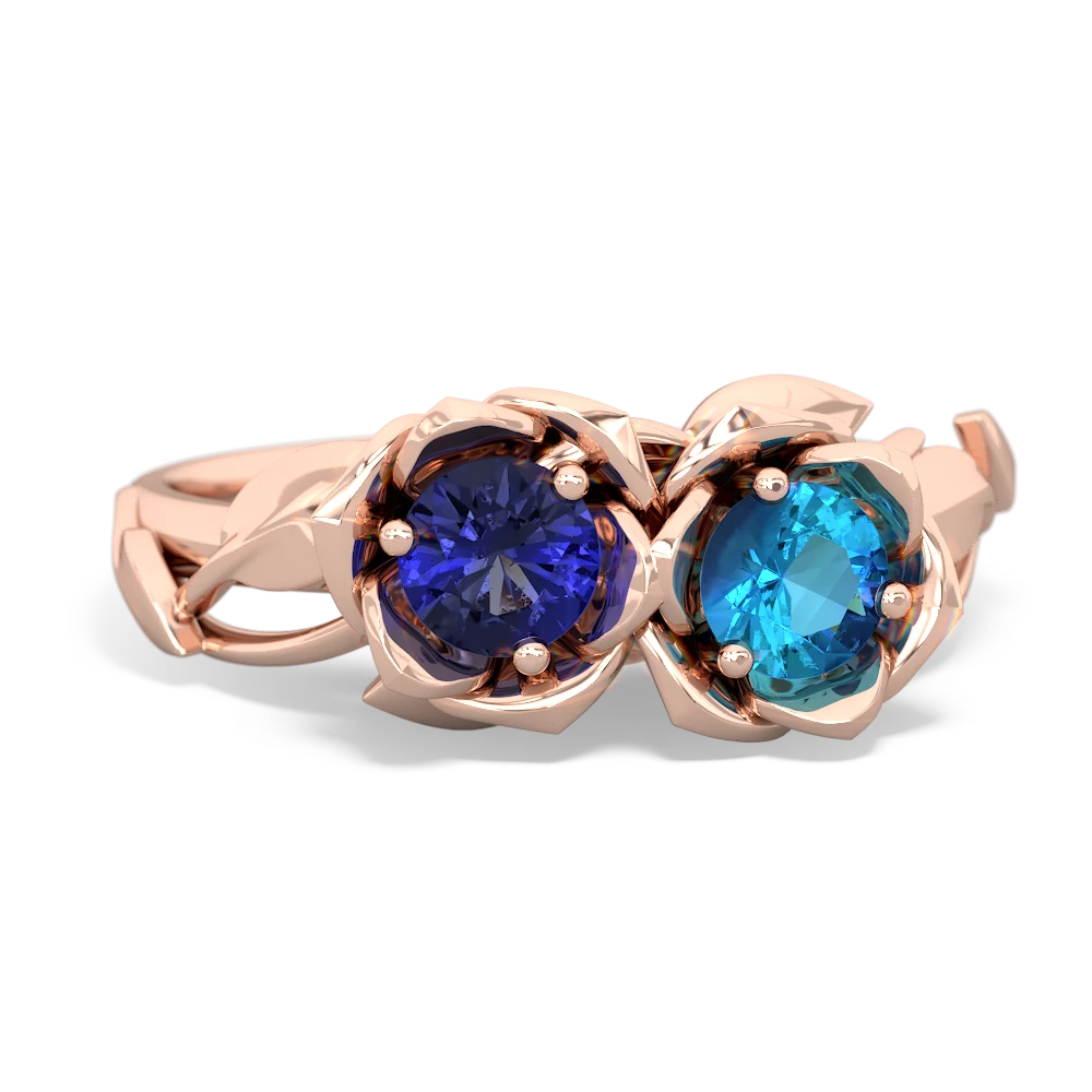 Lab Sapphire Rose Garden 14K Rose Gold ring R5510