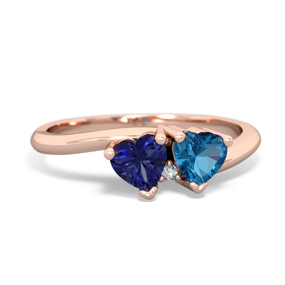 Lab Sapphire Sweethearts 14K Rose Gold ring R5260