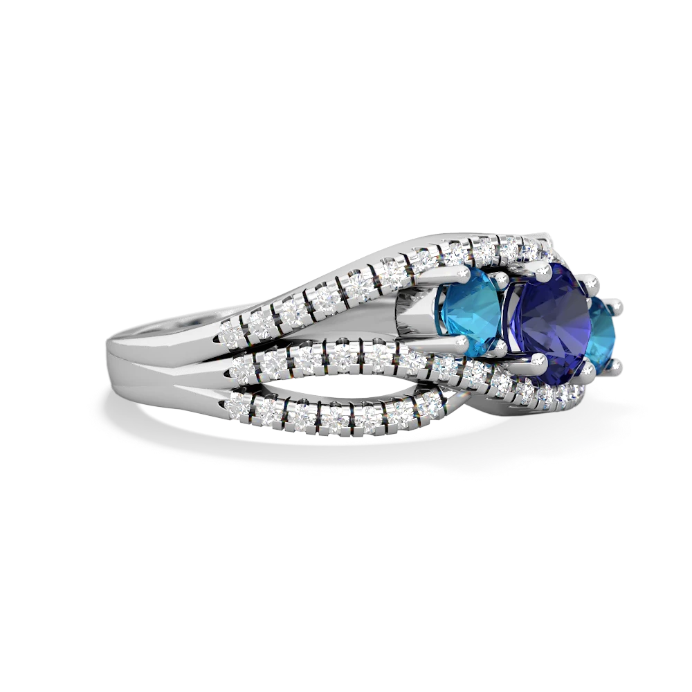 Lab Sapphire Three Stone Aurora 14K White Gold ring R3080