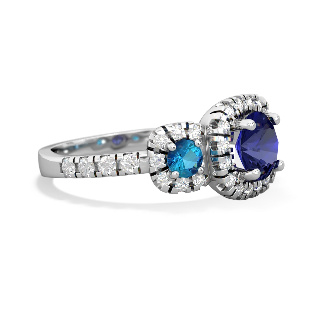 Lab Sapphire Regal Halo 14K White Gold ring R5350