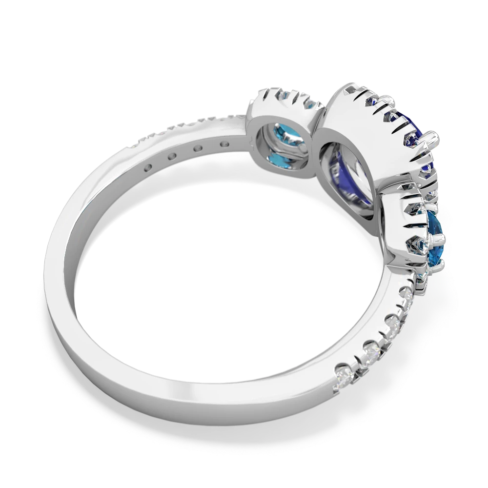 Lab Sapphire Regal Halo 14K White Gold ring R5350