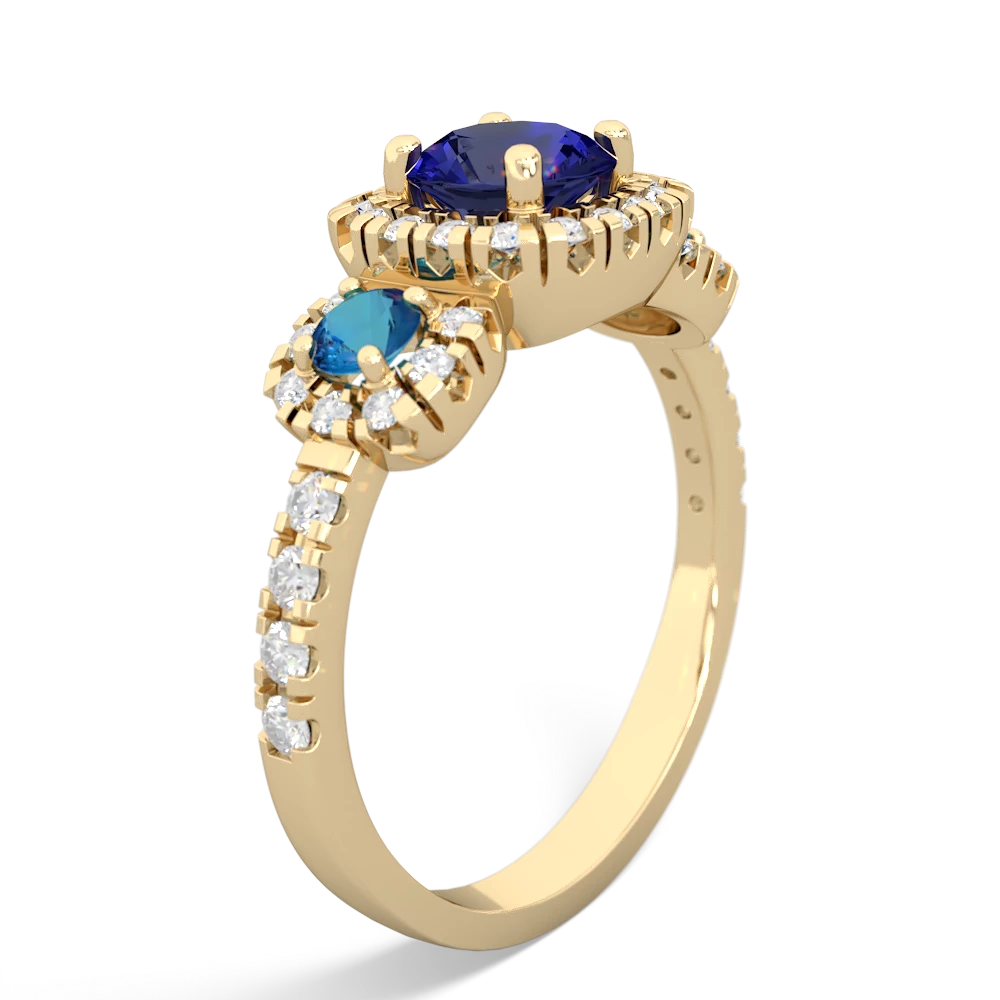 Lab Sapphire Regal Halo 14K Yellow Gold ring R5350