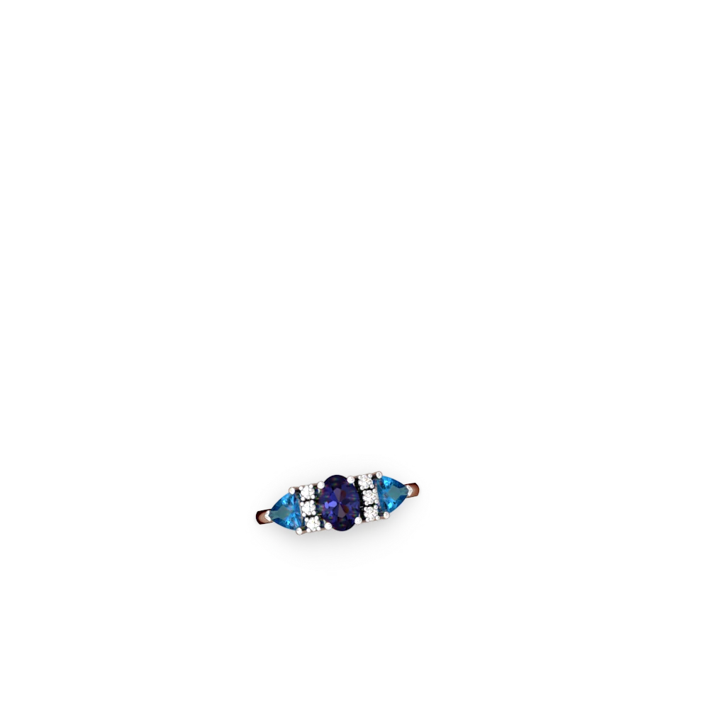 Lab Sapphire Antique Style Three Stone 14K White Gold ring R2186