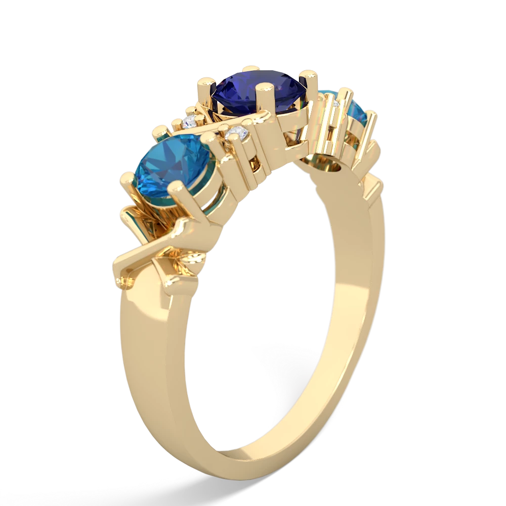 Lab Sapphire Hugs And Kisses 14K Yellow Gold ring R5016