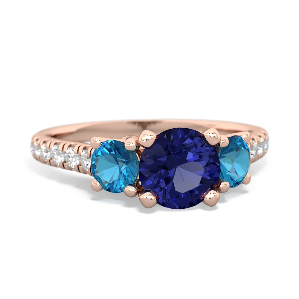 Lab Sapphire Pave Trellis 14K Rose Gold ring R5500