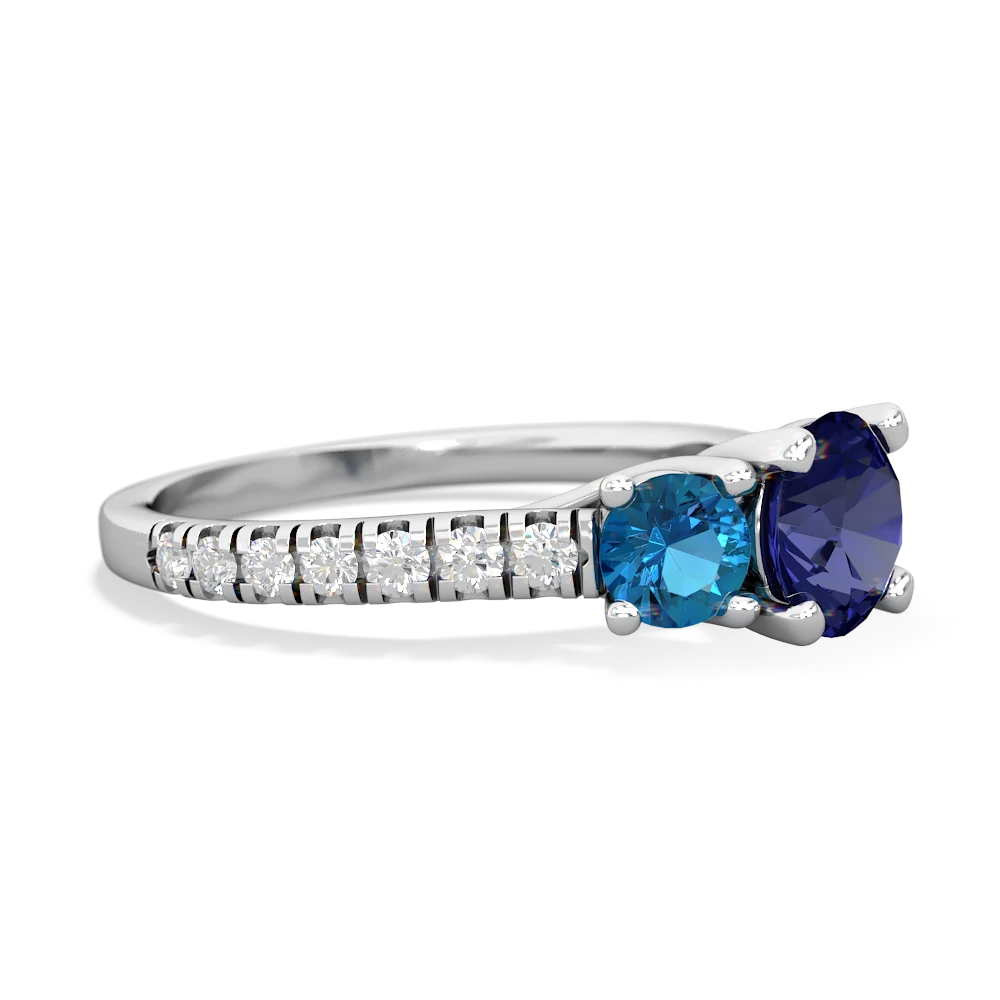 Lab Sapphire Pave Trellis 14K White Gold ring R5500