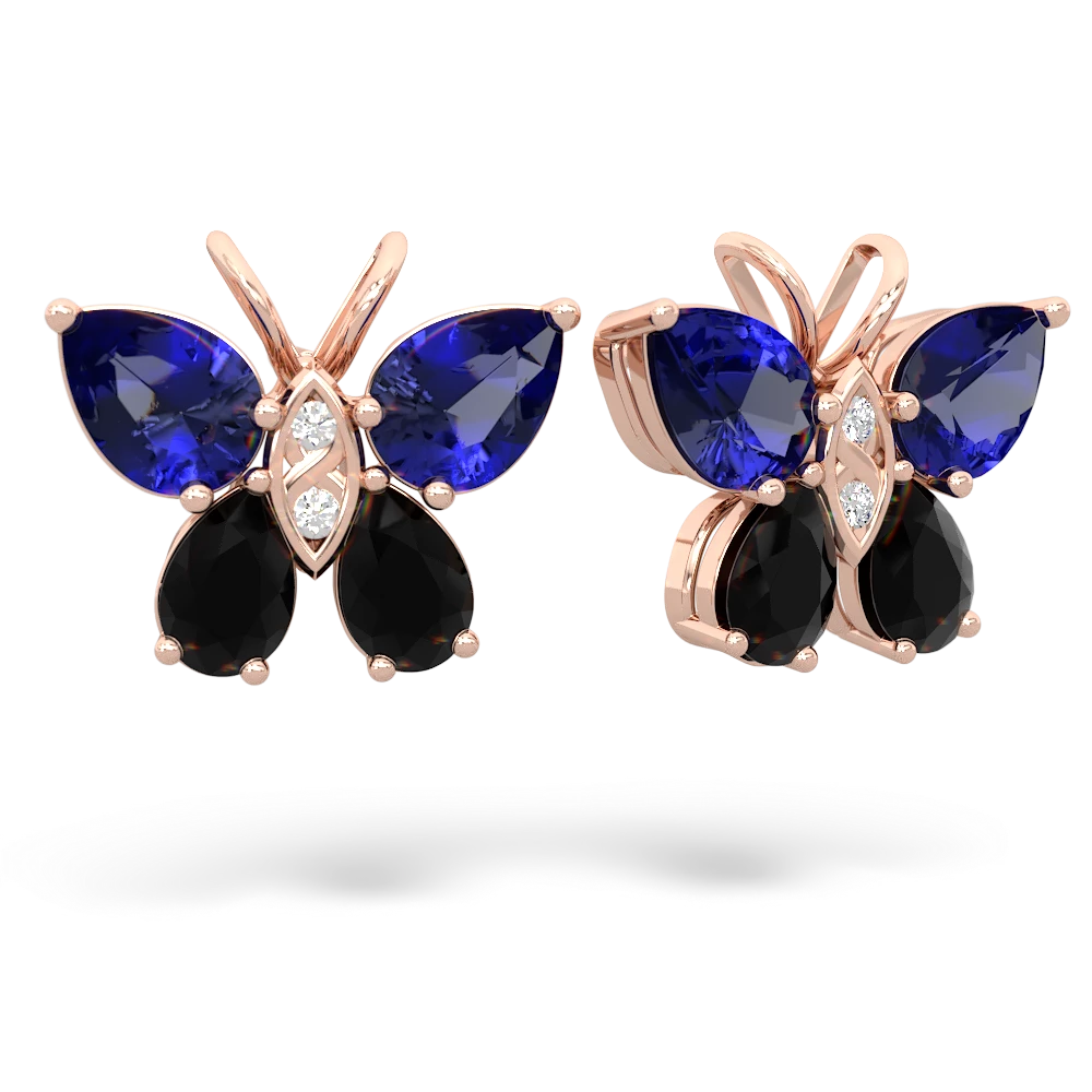 Lab Sapphire Butterfly 14K Rose Gold earrings E2215