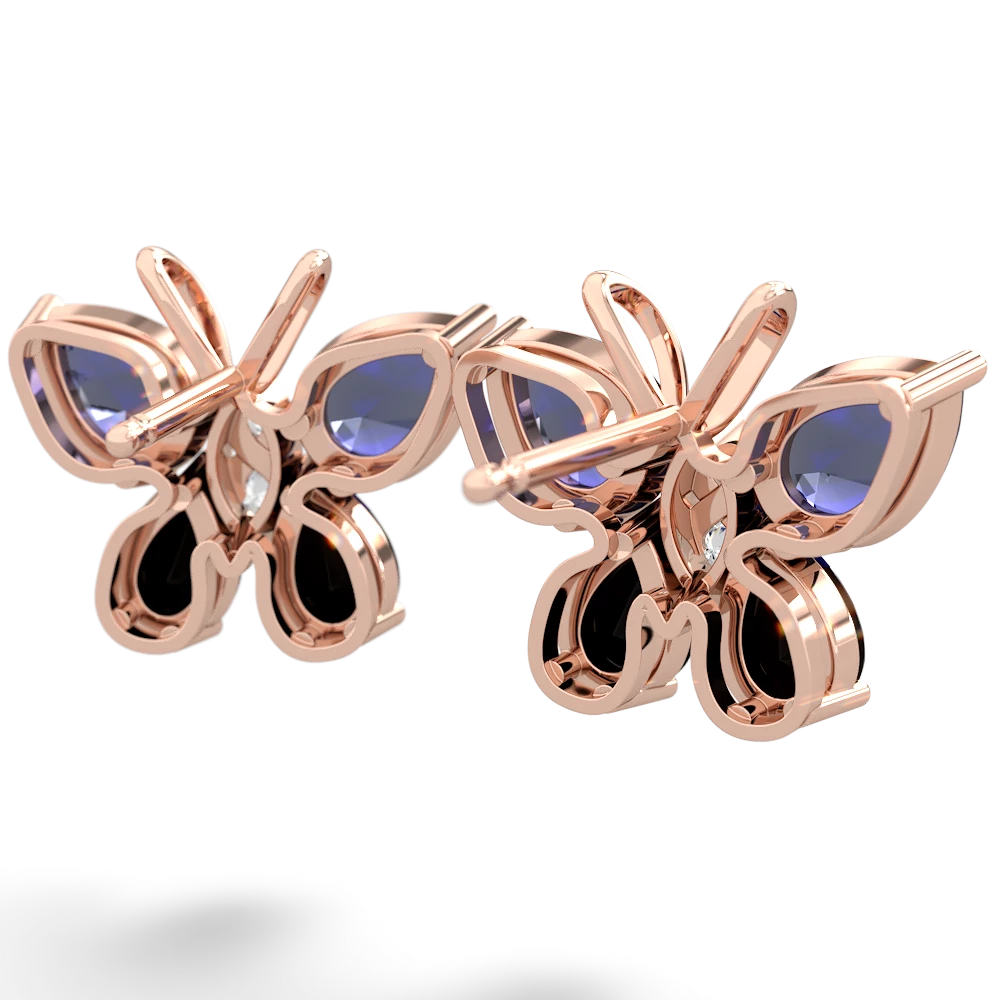 Lab Sapphire Butterfly 14K Rose Gold earrings E2215