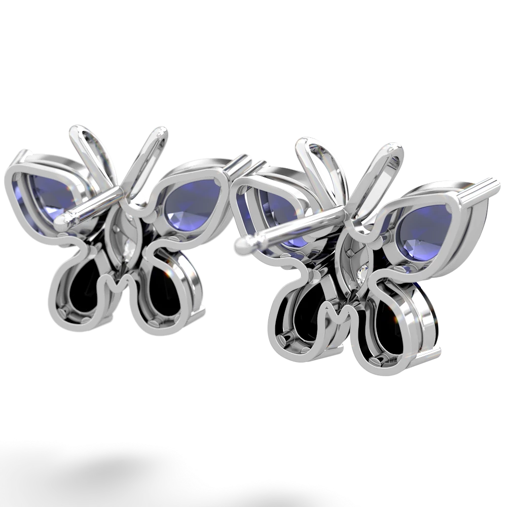 Lab Sapphire Butterfly 14K White Gold earrings E2215