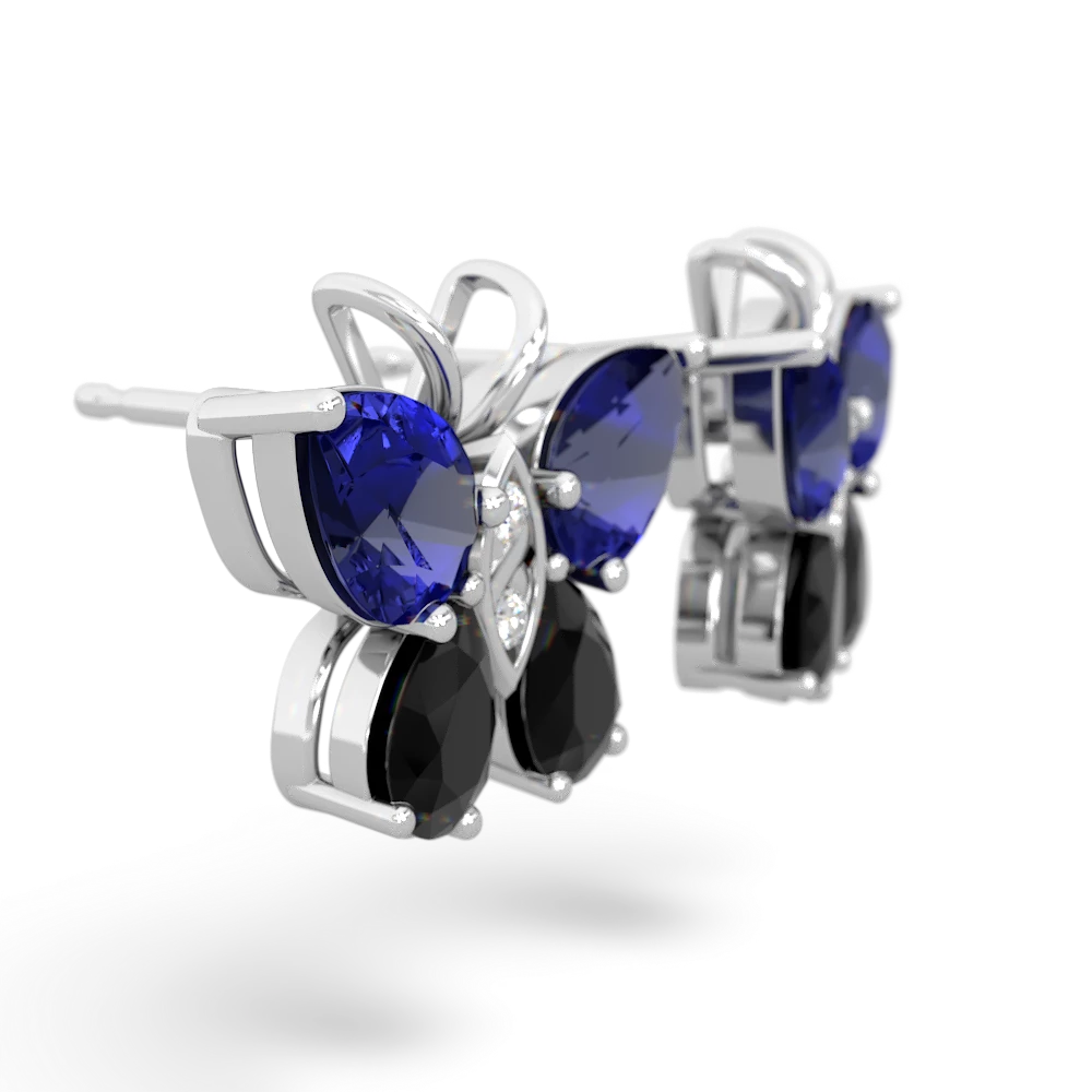 Lab Sapphire Butterfly 14K White Gold earrings E2215