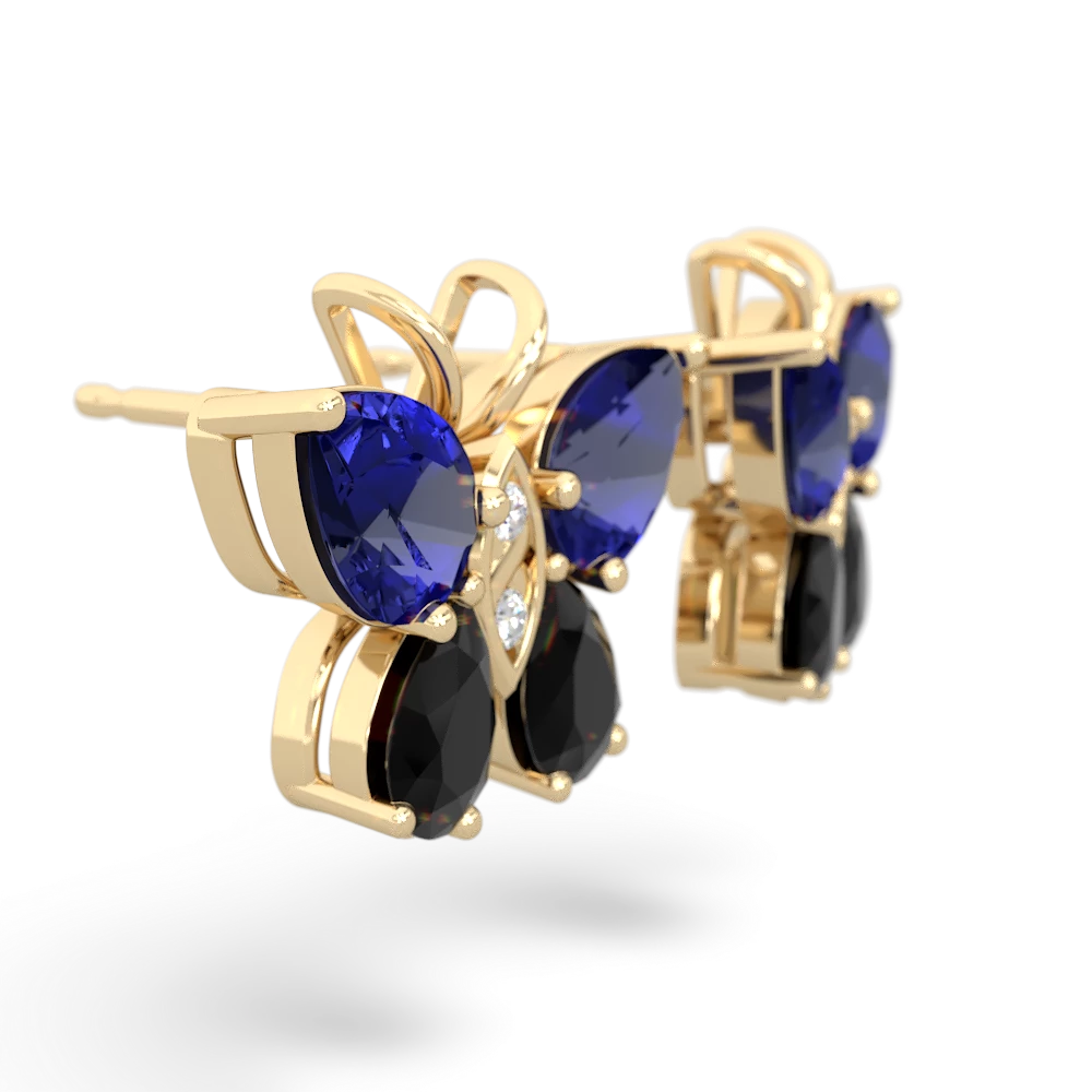 Lab Sapphire Butterfly 14K Yellow Gold earrings E2215