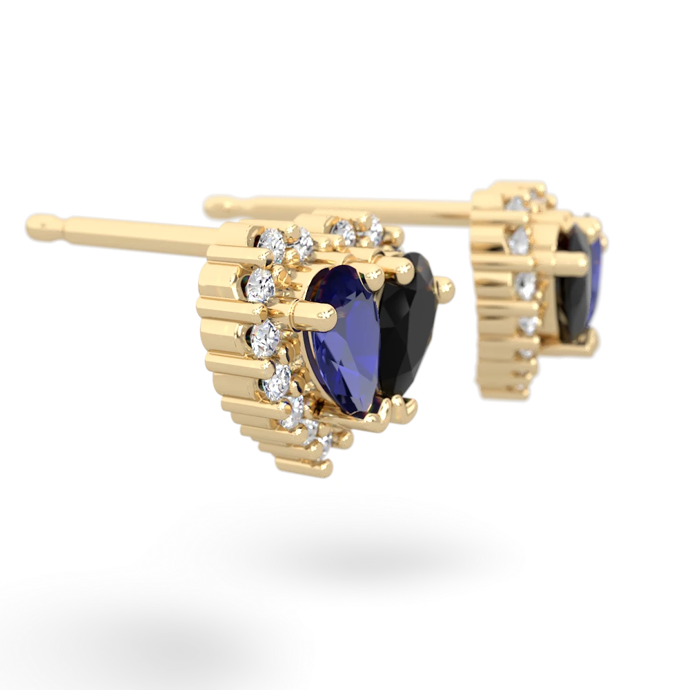 Lab Sapphire Halo 14K Yellow Gold earrings E7008