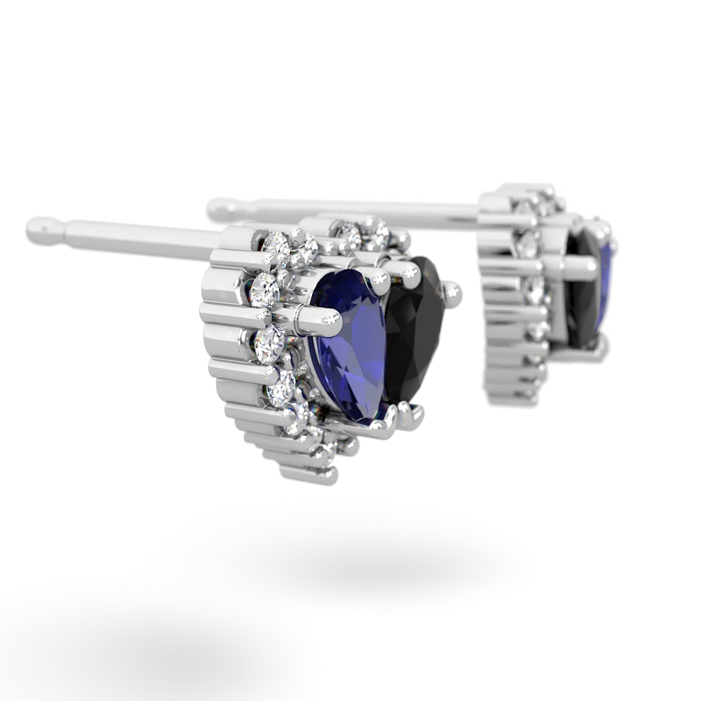 Lab Sapphire Halo 14K White Gold earrings E7008