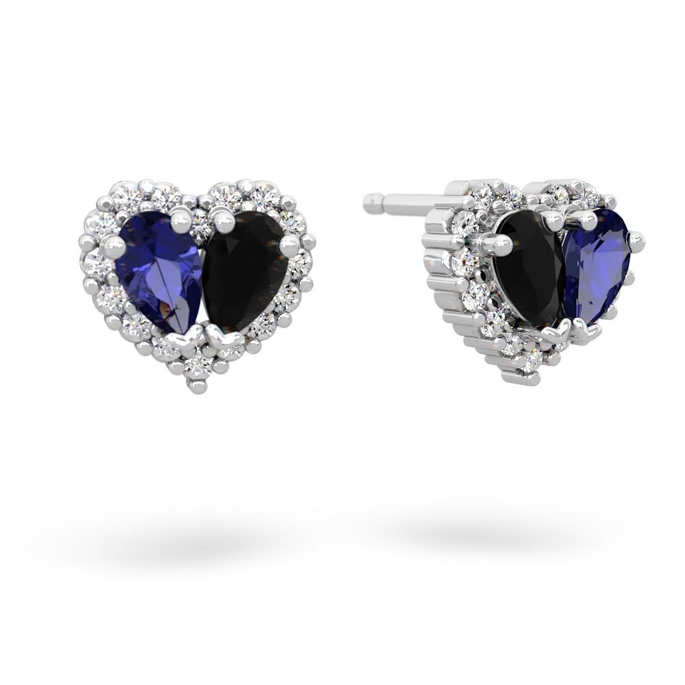 Lab Sapphire Halo 14K White Gold earrings E7008