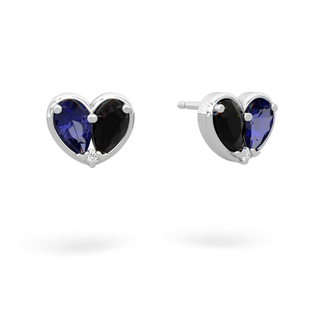 Lab Sapphire 'Our Heart' 14K White Gold earrings E5072