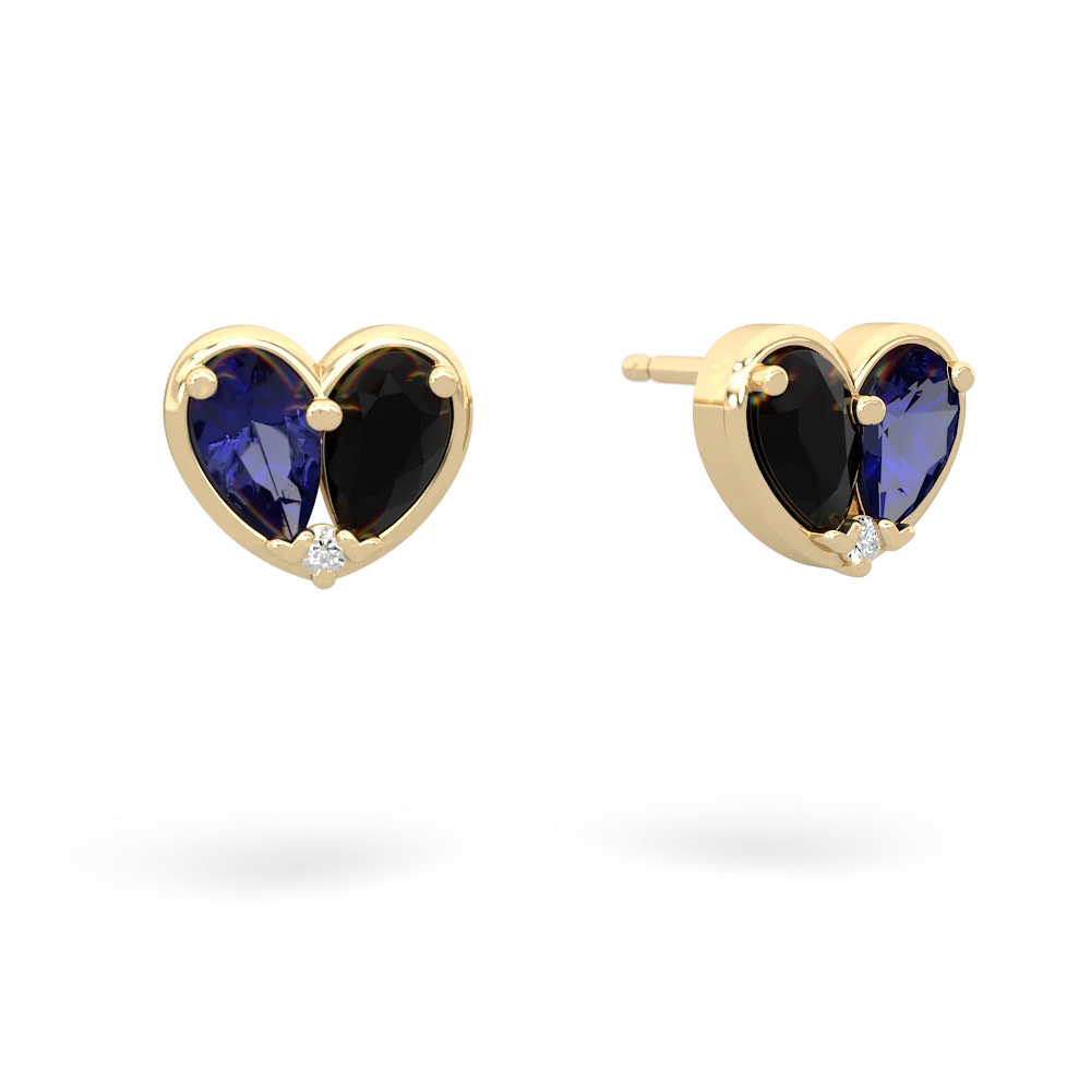 Lab Sapphire 'Our Heart' 14K Yellow Gold earrings E5072