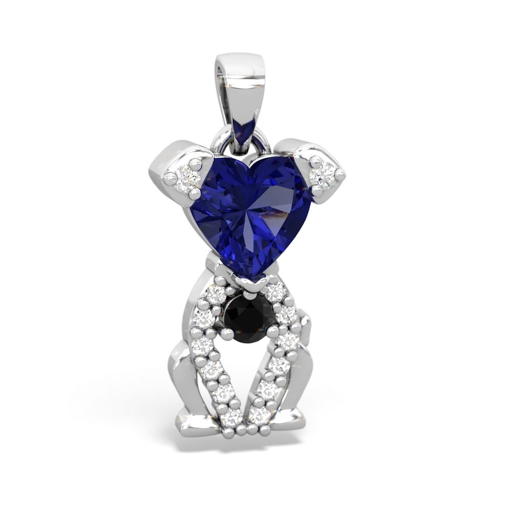 Lab Sapphire Puppy Love 14K White Gold pendant P5800