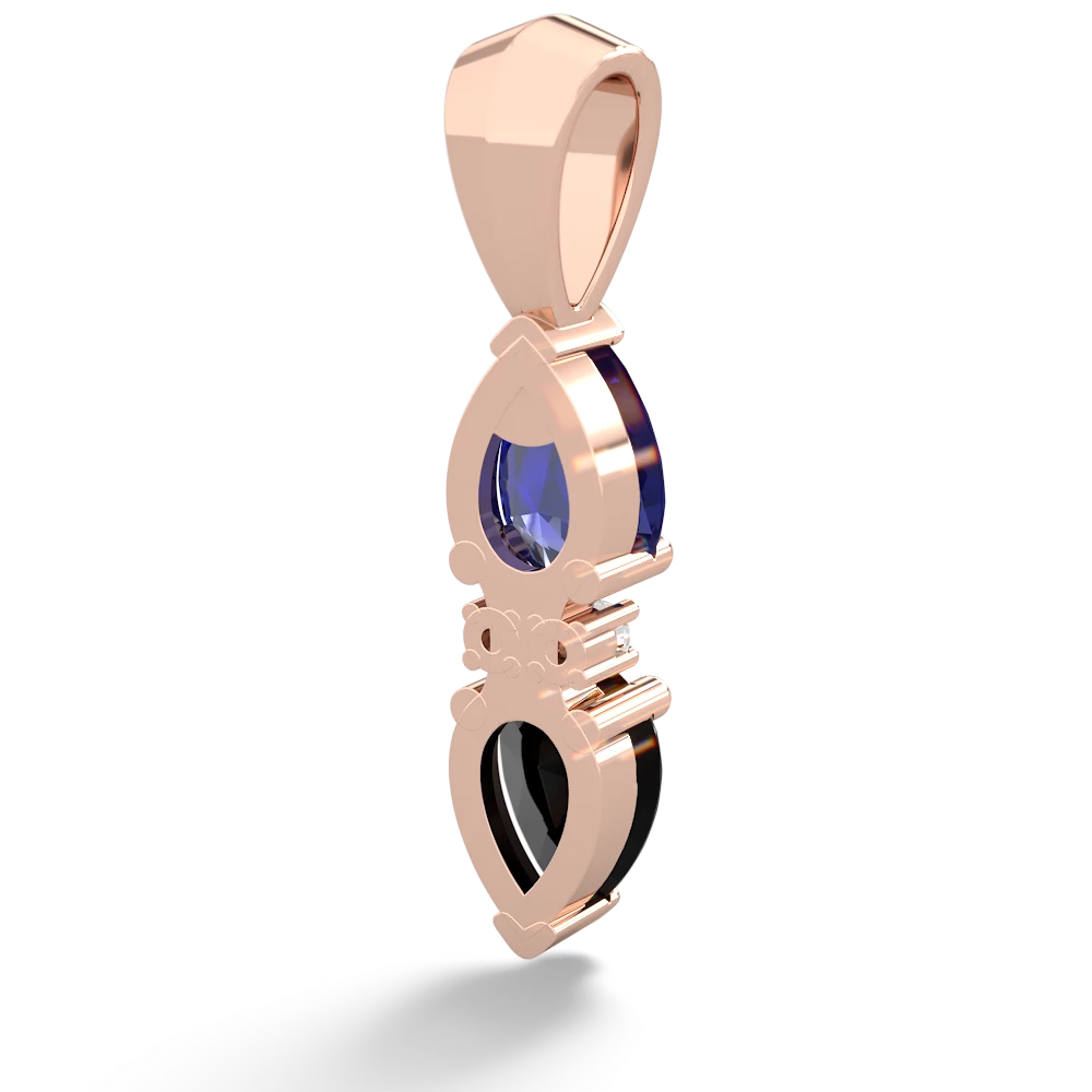 Lab Sapphire Bowtie Drop 14K Rose Gold pendant P0865