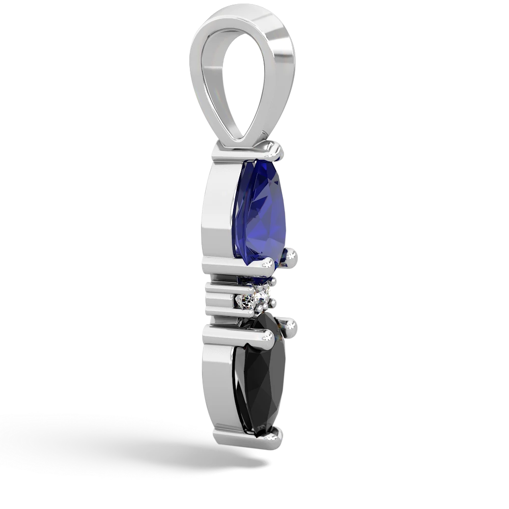 Lab Sapphire Bowtie Drop 14K White Gold pendant P0865