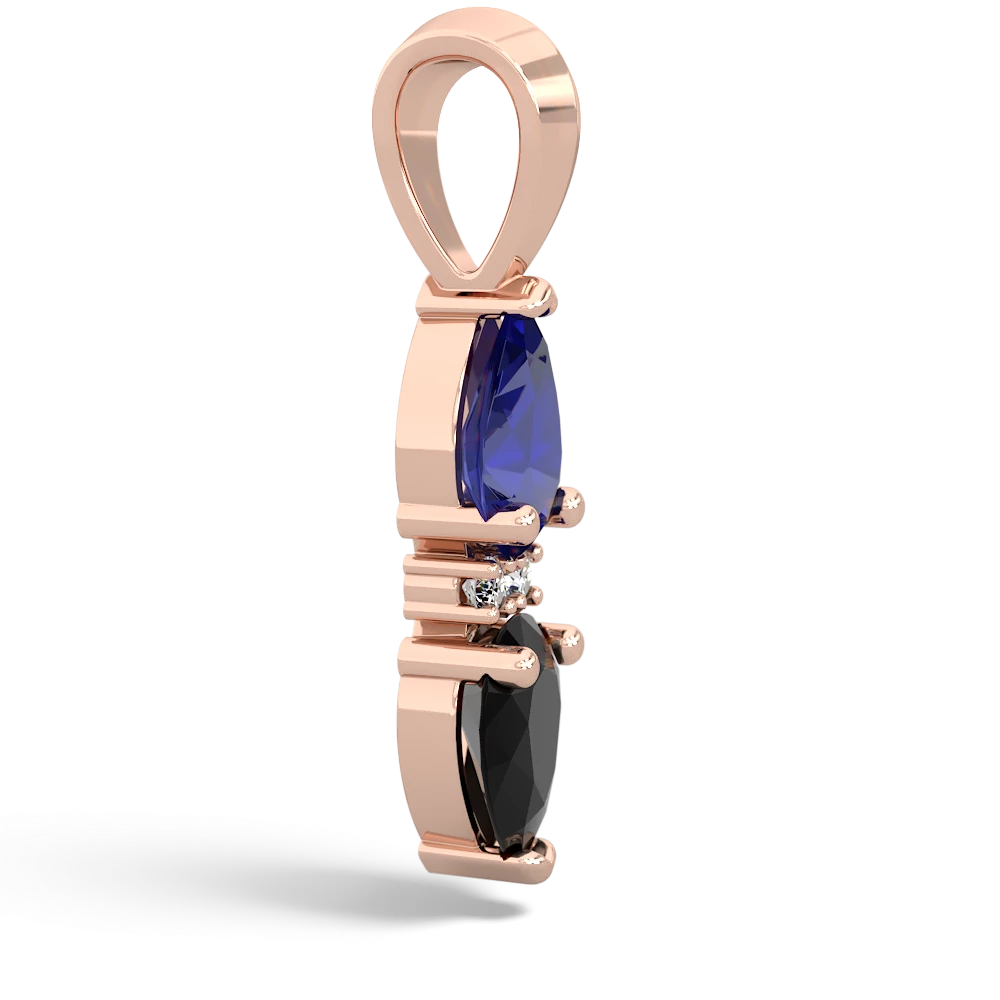 Lab Sapphire Bowtie Drop 14K Rose Gold pendant P0865