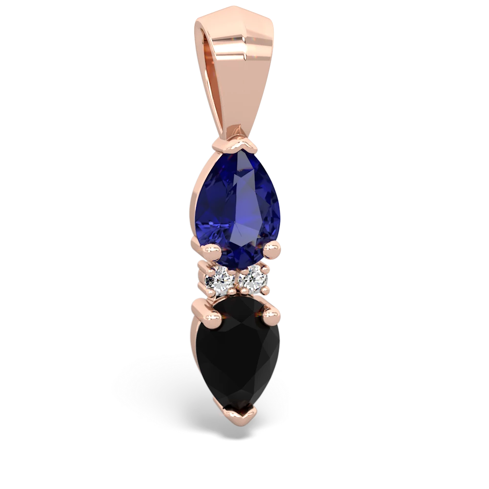 Lab Sapphire Bowtie Drop 14K Rose Gold pendant P0865