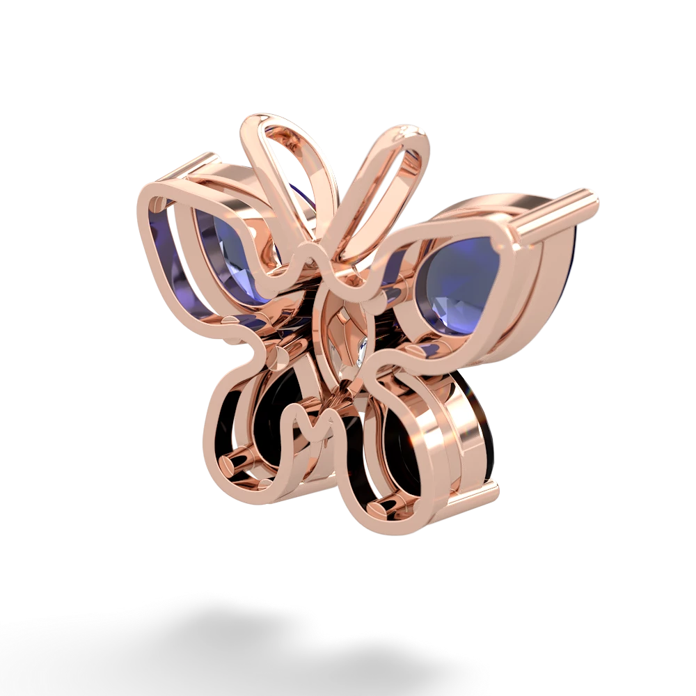 Lab Sapphire Butterfly 14K Rose Gold pendant P2215