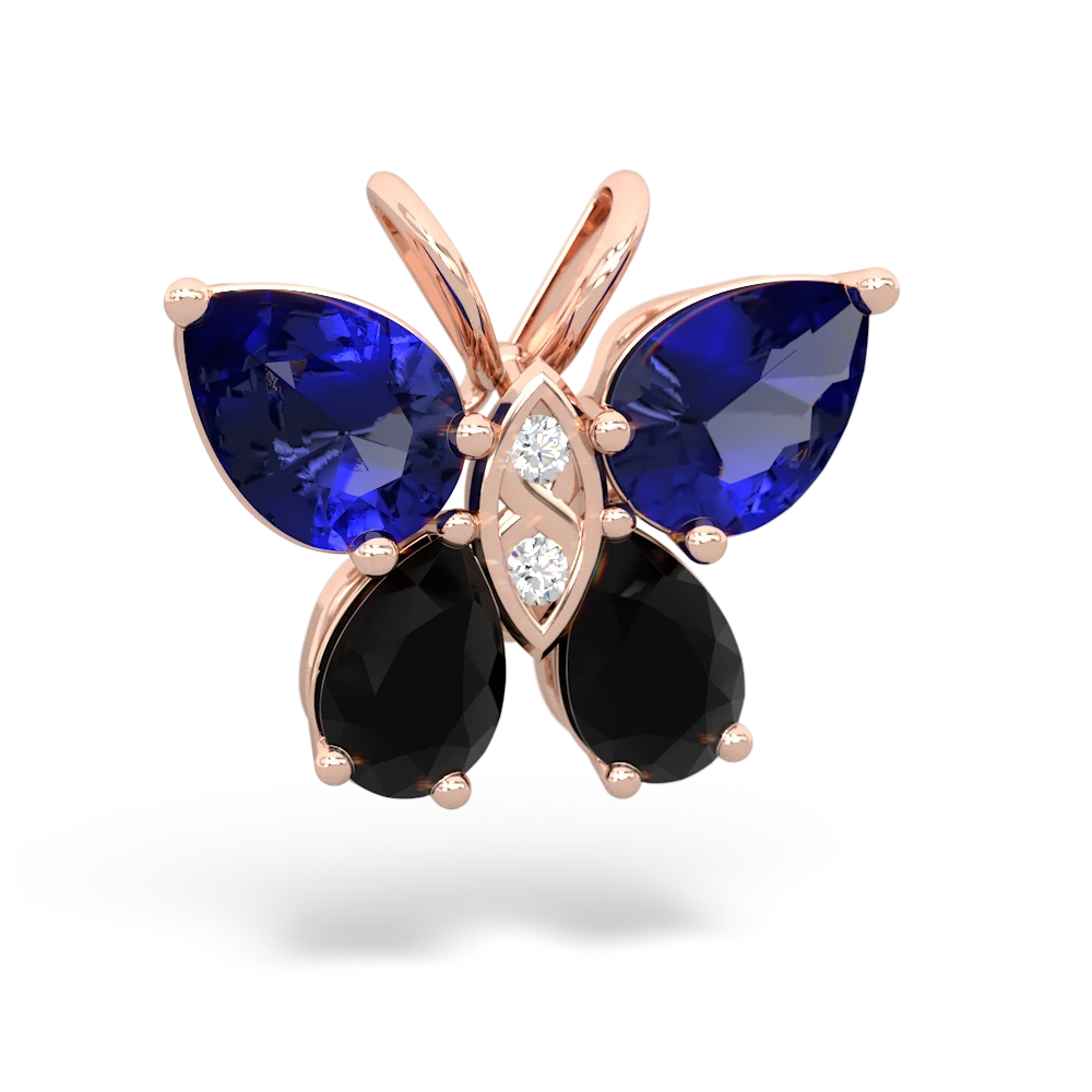 Lab Sapphire Butterfly 14K Rose Gold pendant P2215