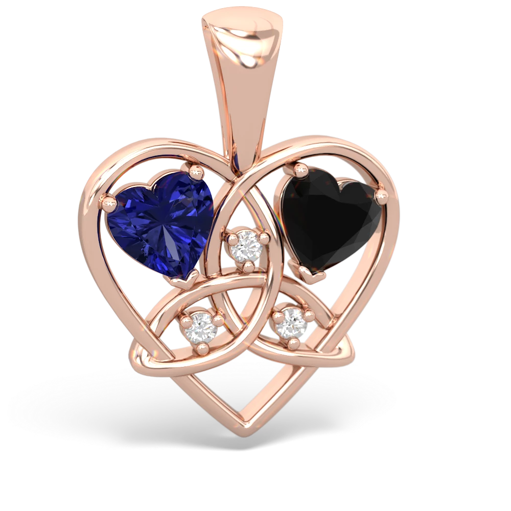 Lab Sapphire Celtic Trinity Heart 14K Rose Gold pendant P5331