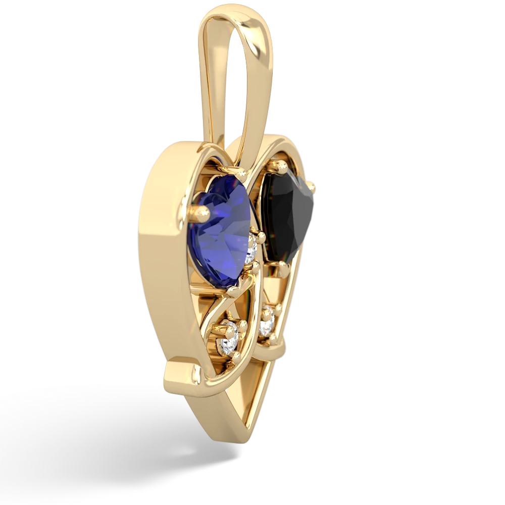 Lab Sapphire Celtic Trinity Heart 14K Yellow Gold pendant P5331