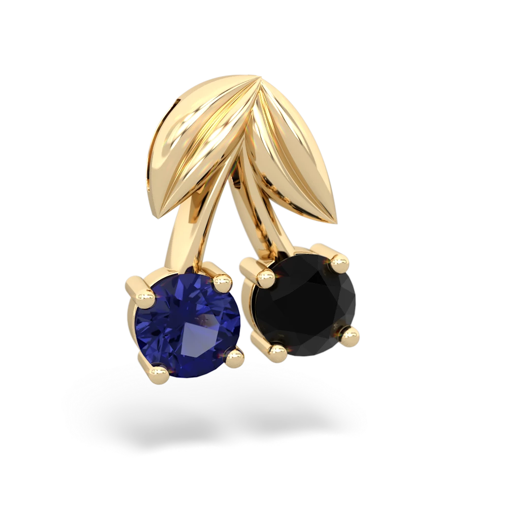 Lab Sapphire Sweet Cherries 14K Yellow Gold pendant P7001