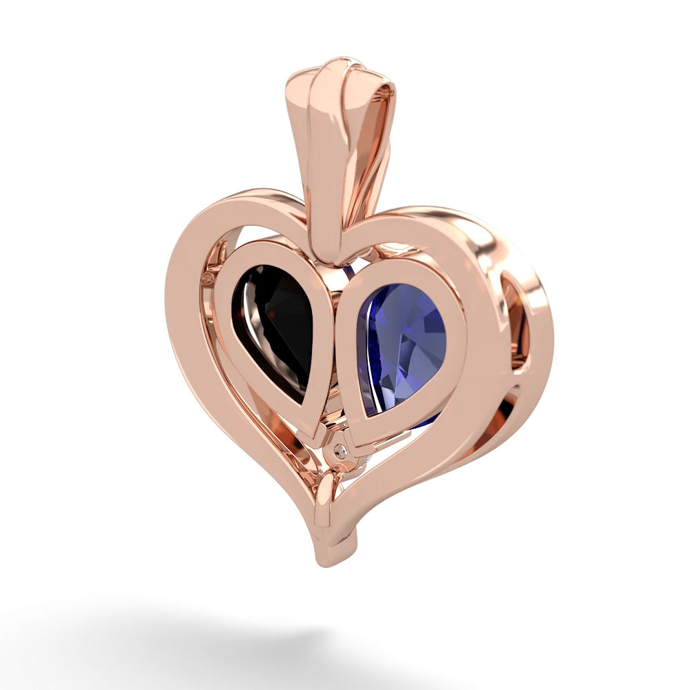 Lab Sapphire Two Become One 14K Rose Gold pendant P5330