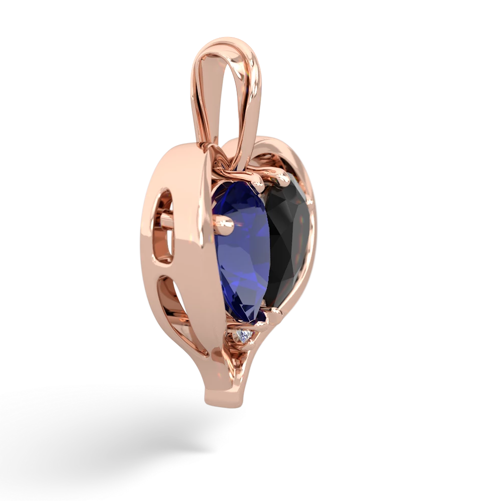 Lab Sapphire Two Become One 14K Rose Gold pendant P5330