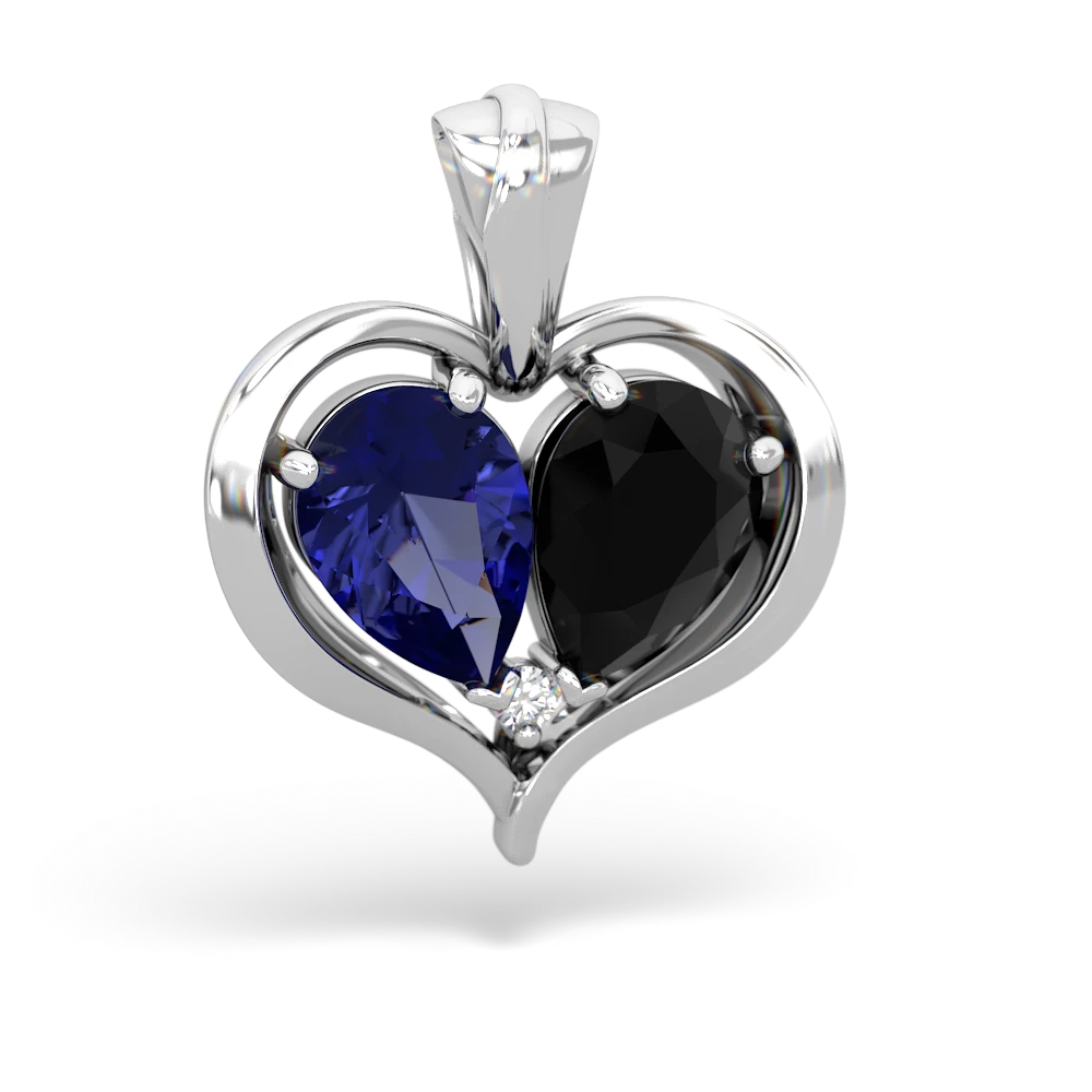 Lab Sapphire Two Become One 14K White Gold pendant P5330