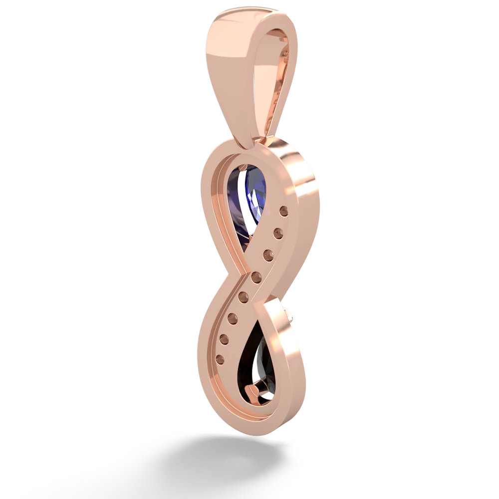 Lab Sapphire Diamond Infinity 14K Rose Gold pendant P5390